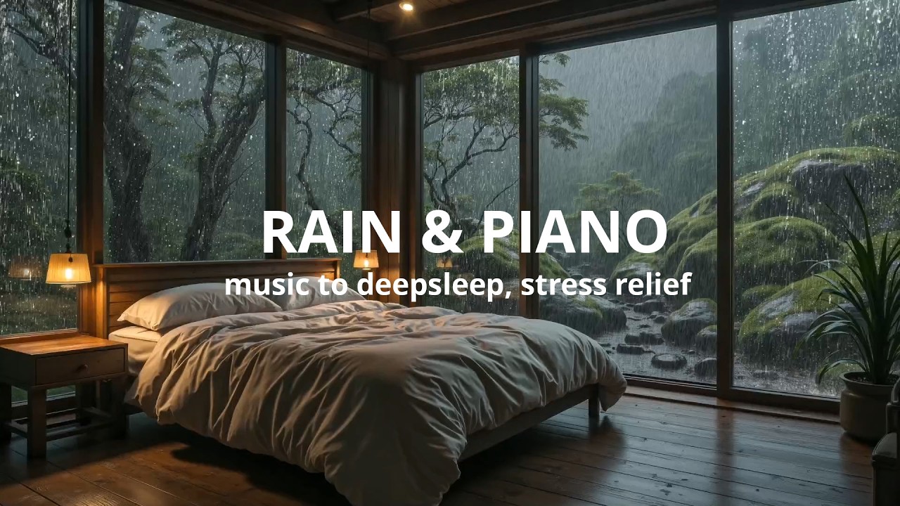Relaxing Sleep Music + Insomnia - Stress Relief, Peaceful Piano with Rain Sounds, Meditation Music