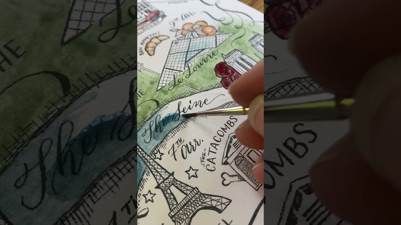 Making a Watercolor Paris Map #watercolorartwork #watercolorartists #watercolorcalligraphy #paris