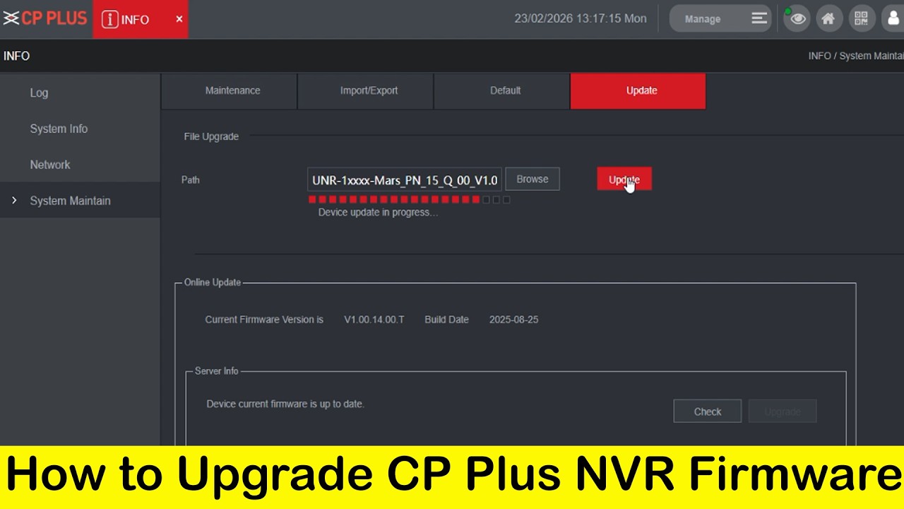 How to Upgrade CP Plus NVR Firmware | CP PLUS STQC NVR Firmware Upgrade