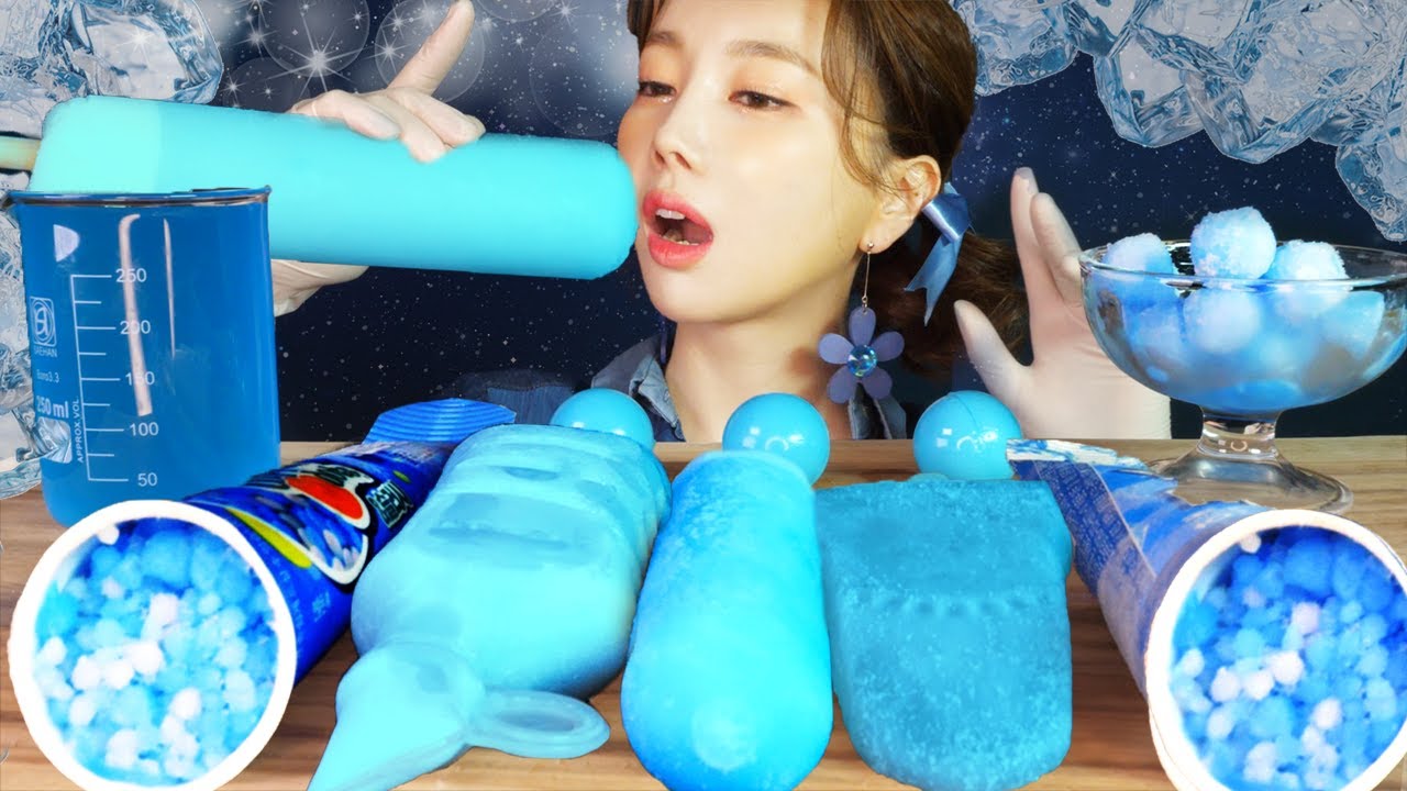 [Mukbang ASMR]голубойцвет мороженое❄ BLUE ICE CREAM COLOR FOOD DESSERT realsound eatingshow Ssoyoung