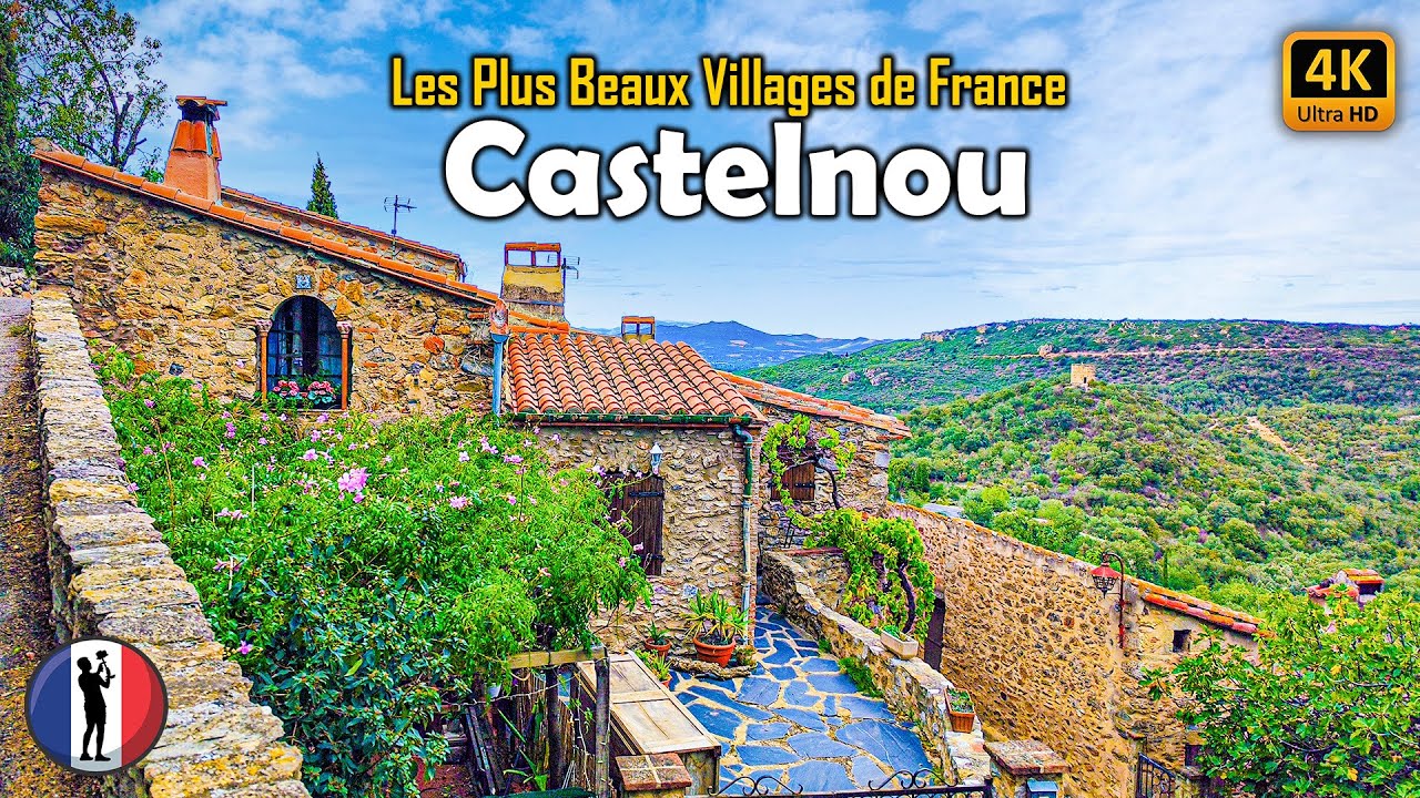 🇫🇷 CASTELNOU 🏡The Most Beautiful Village of France, French Catalonia, Walking Tour [4K/60fps]