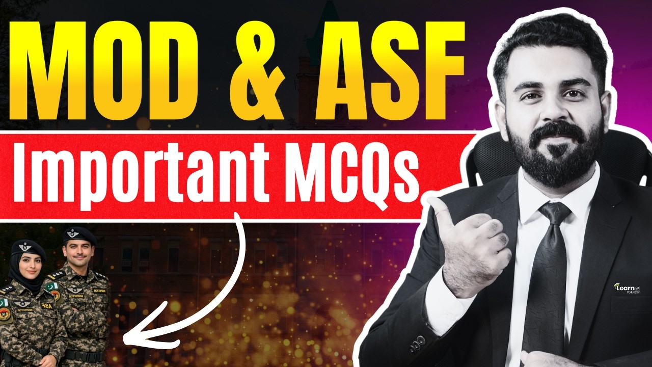 Assistant Director ASF & MOD | Inspector ASF & Sub Inspector MOD Past Paper MCQs | LearnUp Pakistan