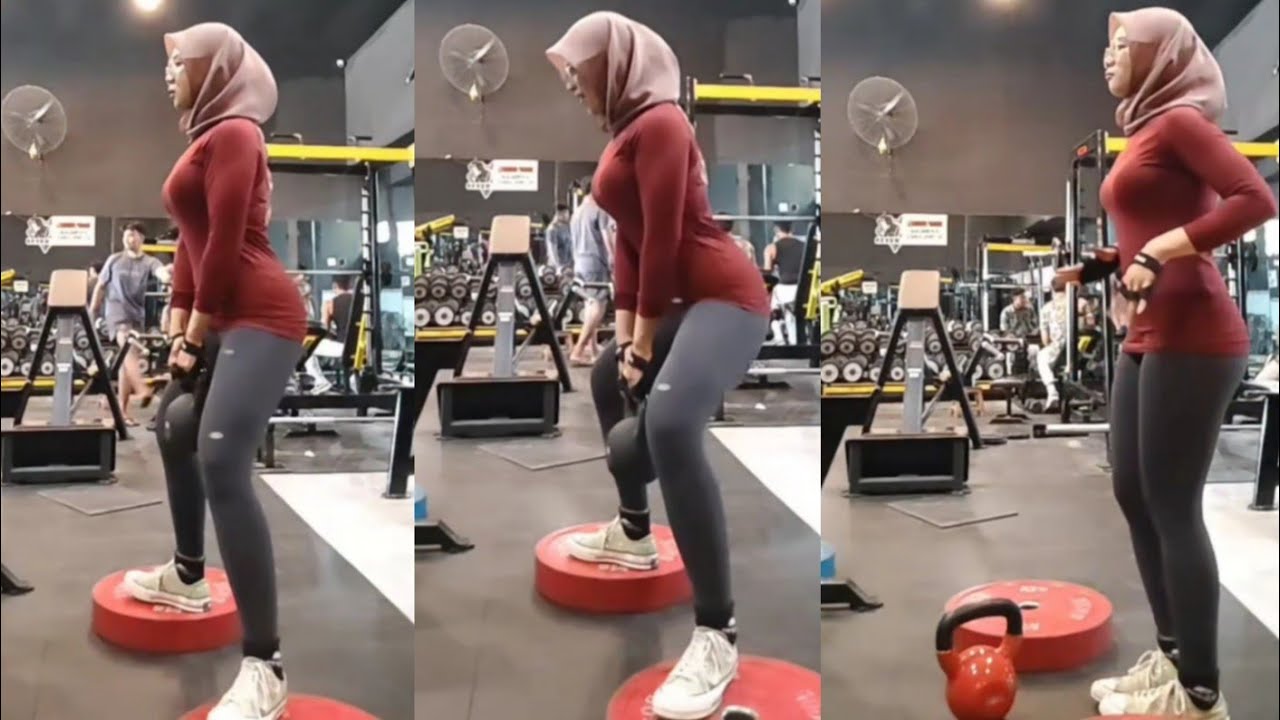 Try On Legging Hijab Gym Setelan Olah Raga Wanita Kekinian
