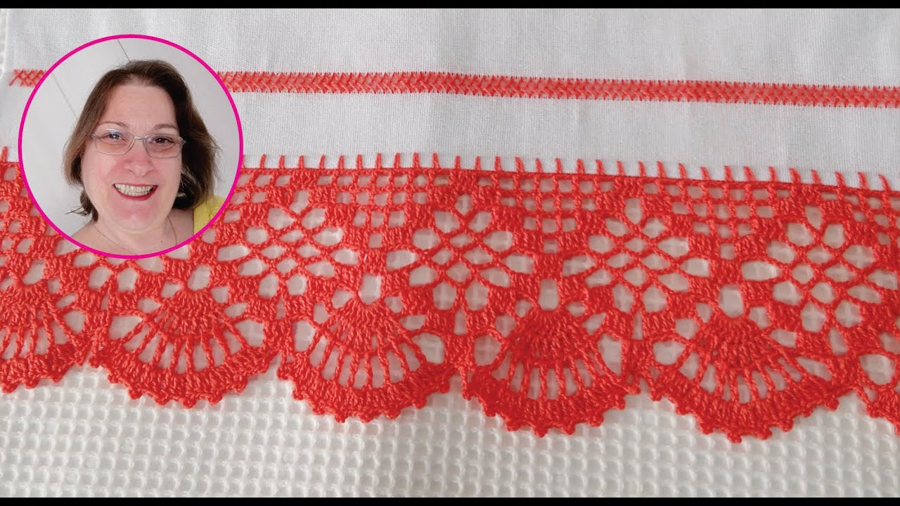 Aula de Crochê Bico de Croche Simples e Bonito em pano de prato - Fácil - 305