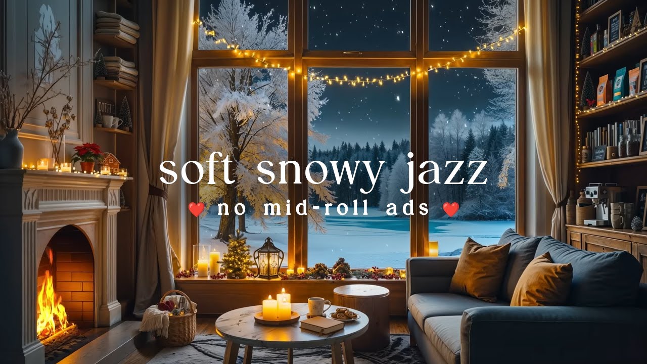 ☕ Soft Snowy Jazz (NO MID-ROLL ADS) &ndash; Cozy Fireplace Ambience for Study, Work & Relaxation ❄️
