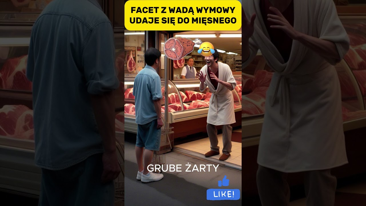 Dowcip Dnia - Wchodzi facet z wadą wymowy do mięsnego #humor #dowcipdnia #dowcip #kawał