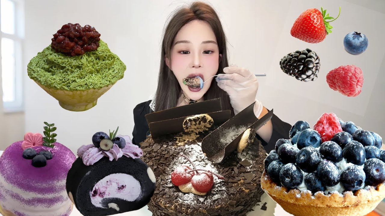 Asmr🍰Eating Black Sesame Tiger Skin Cake🍰 (Soft And Waxy Sound) 크림丨먹방丨Mukbang丨Satisfying丨Eatings