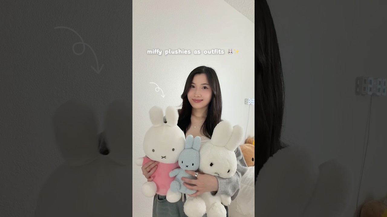 #Miffy plushies as outfits! Which look is your fave? 🐰🫶🏻 #softgirloutfits #kfashion #outfitideas