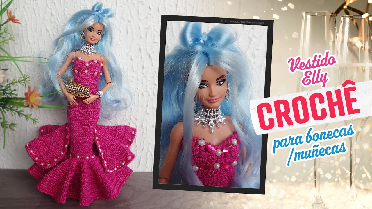 Vestido de Ano Novo Elly em Crochê para Barbie