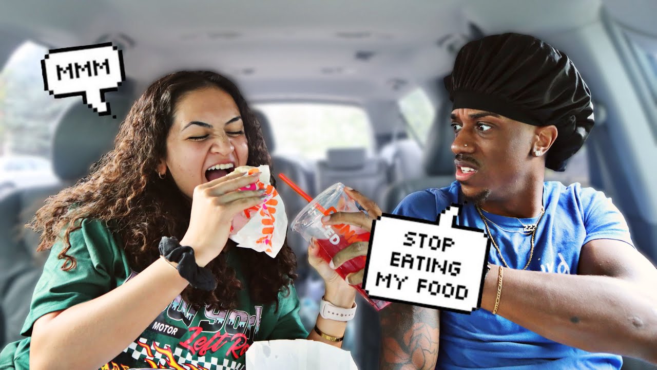 SAYING “I'M NOT HUNGRY” THEN EATING MY BOYFRIEND'S FOOD!