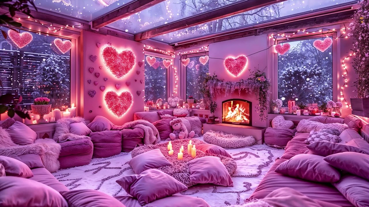 Valentine Enchanting Cozy Jazz 💗🔥 Fireplace Ambience for Relax, Love & Winter Comfort
