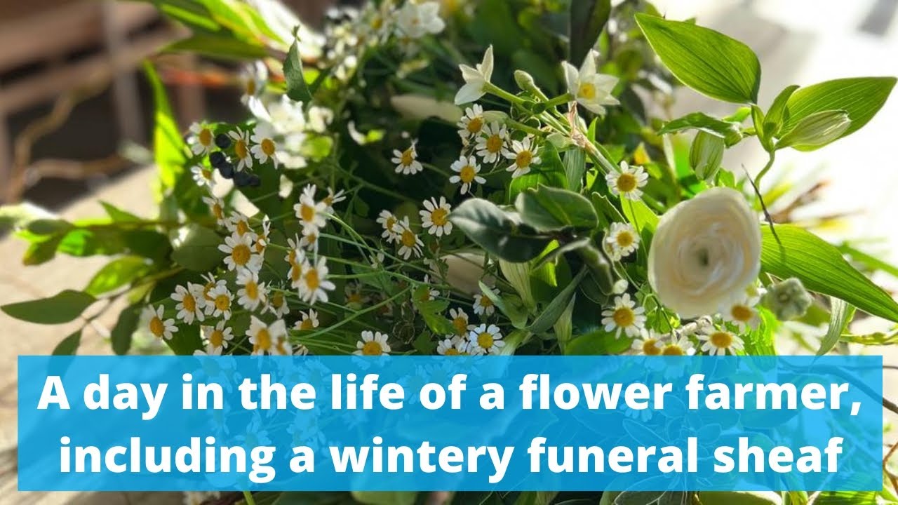 A winter day in the flower studio making a funeral sheaf and more