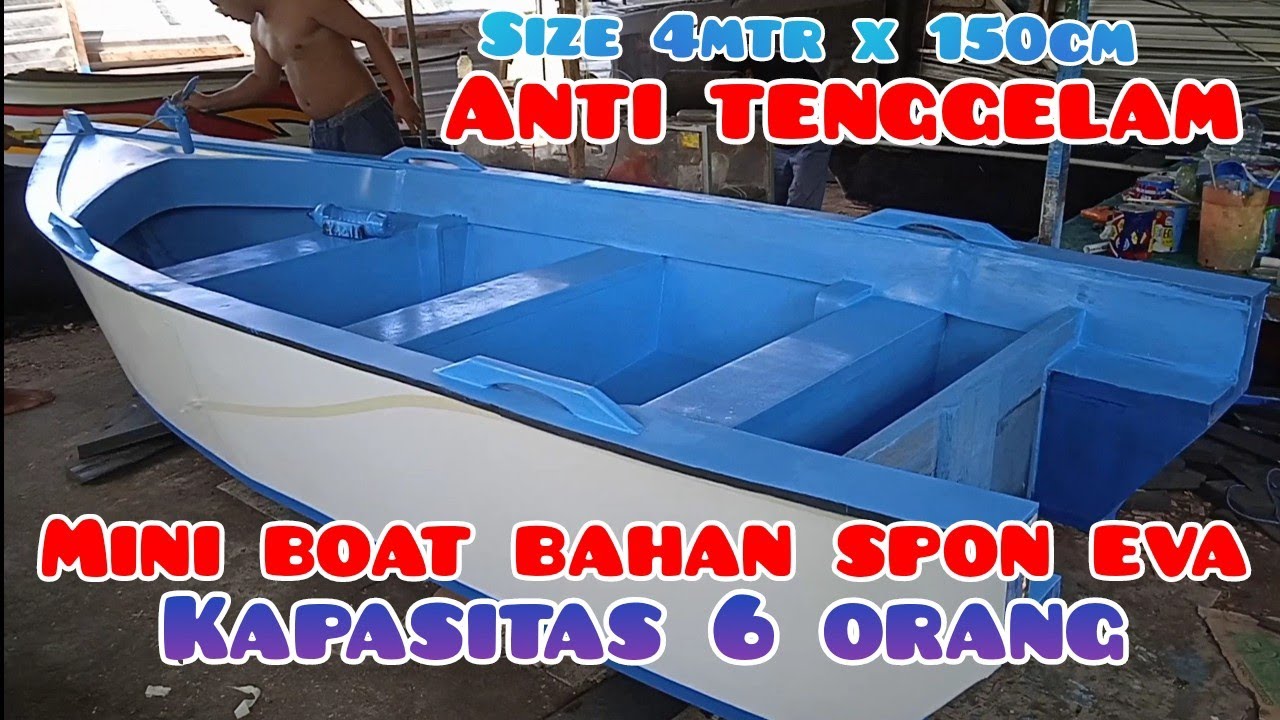 PROSES PENGECATAN DAN PENGIRIMAN PERAHU MINI BOAT BAHAN SPON EVA TO SIDOARJO size 4mtr x 150cm