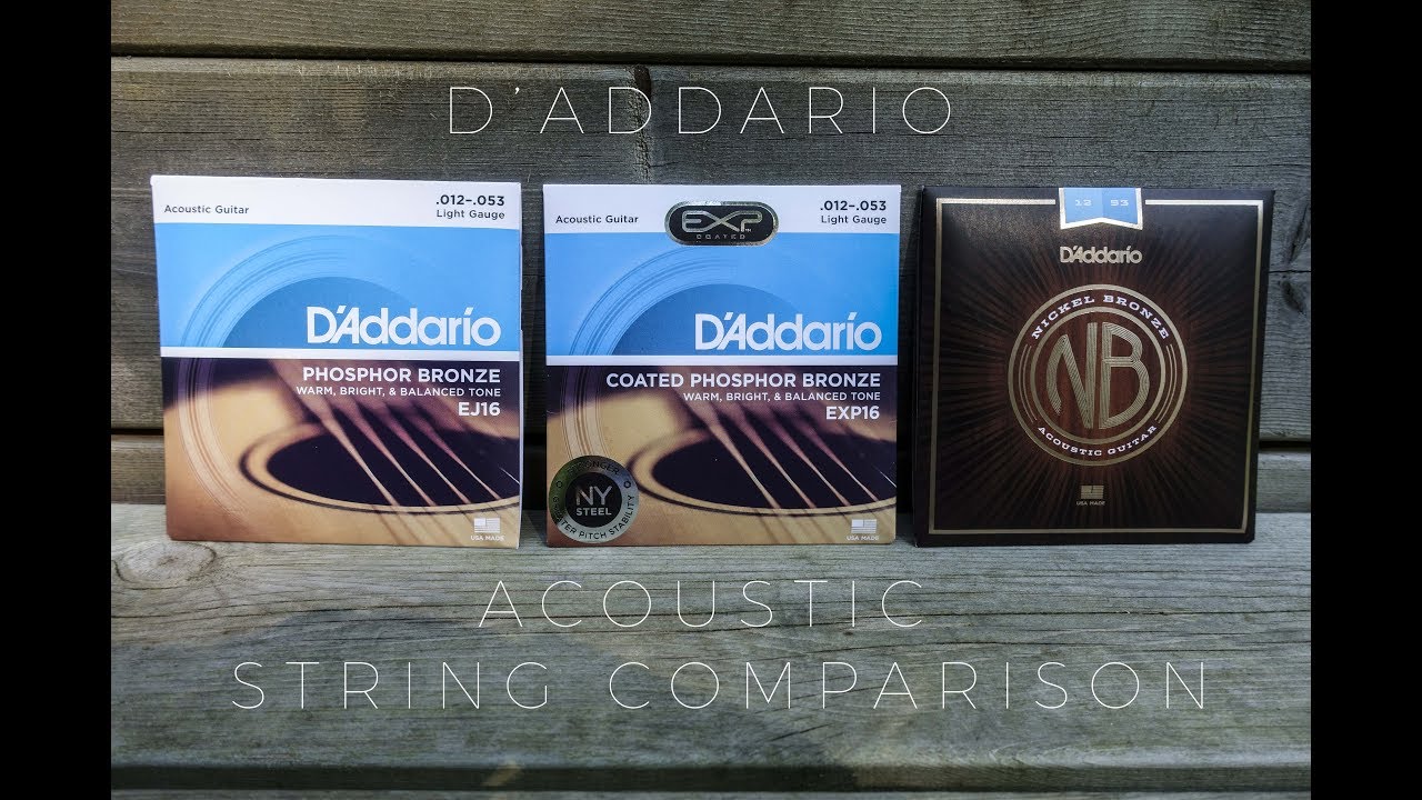 D'Addario Acoustic Guitar string comparison EJ16 vs EXP16 vs Nickel Bronze