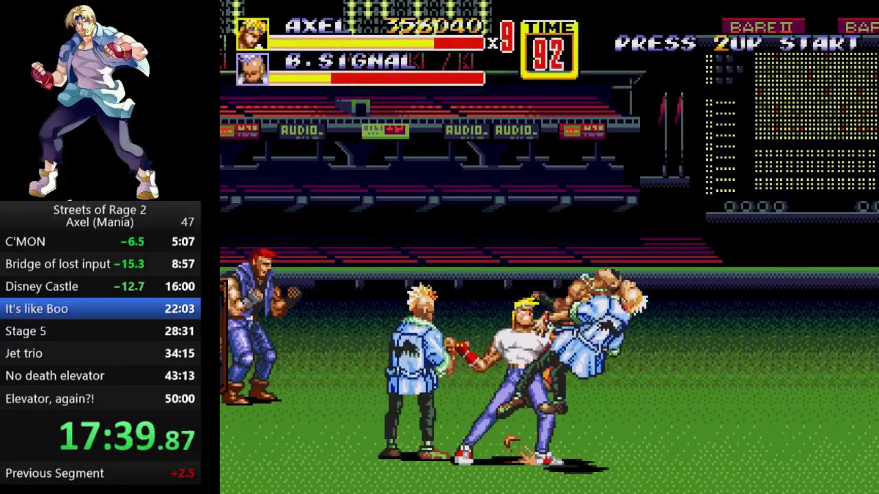Streets of Rage 2 - Mania, Axel speedrun in 49:01