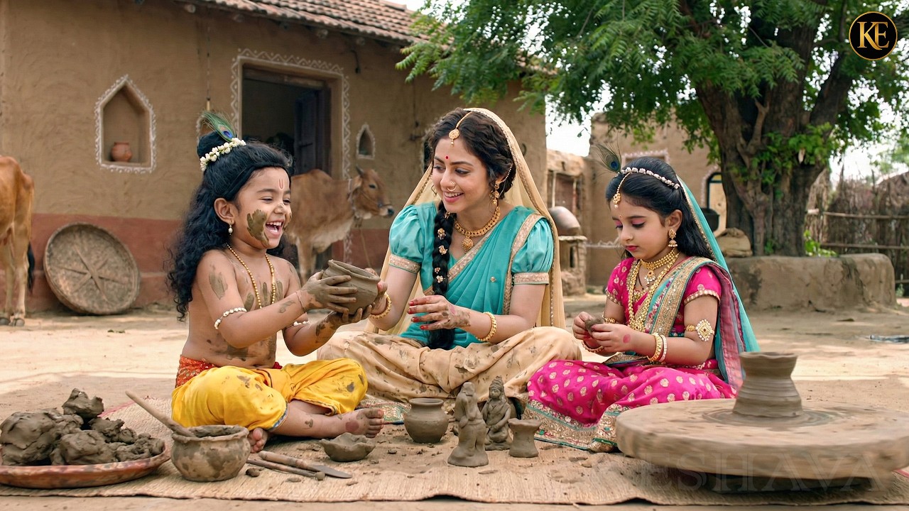 मिट्टी में सने कान्हा! राधा के साथ मिलकर बनाए मिट्टी के खिलौने || YMKN || Shree Krishan leela