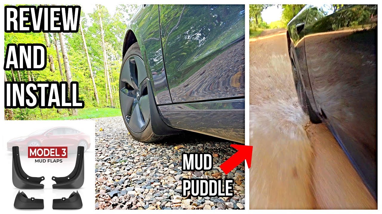 Tesla Model 3 Mud Flaps | Install and Review | Unboxing | Testing | Splash guards |