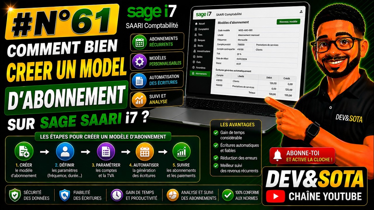 #N°61 COMMENT CREER UN MODEL D'ABONNEMENT  SUR SAGE SAARI i7 ?