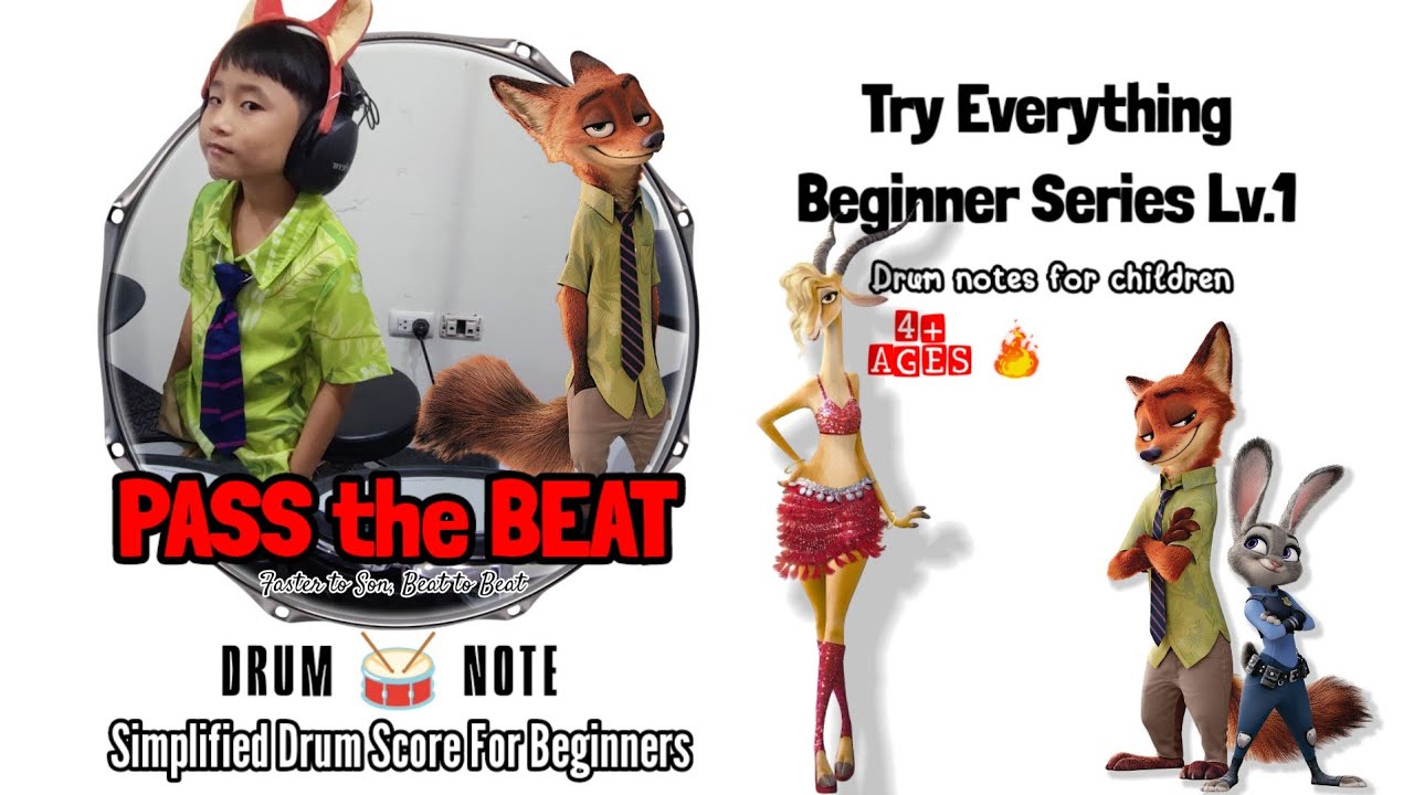 Try Everything  - Shakira | Zootopia | Drum Note, Drumless for Beginners 🔥