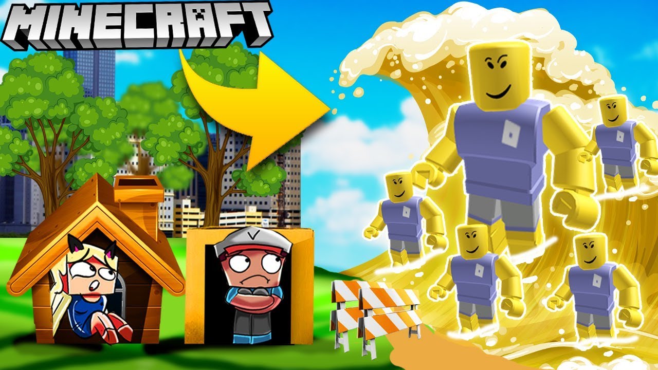 BAZA VS TSUNAMI PODGLĄDACZA - MINECRAFT TSUNAMI CHALLENGE | Vito VS Bella
