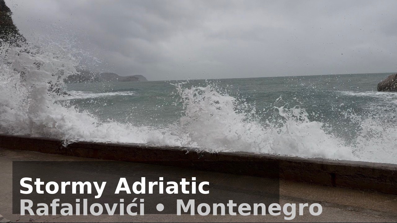 🌊 Adriatic Storm in Rafailovići &mdash; Waves Crashing Over the Promenade