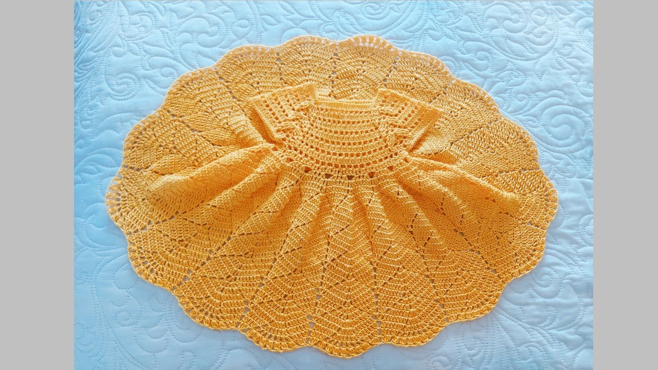 VESTIDO A CROCHET PARA BEBÉ PASO A PASO -  PUNTO FANTASIA EFECTO HOJAS - BABY DRESS PATTERN CROCHET