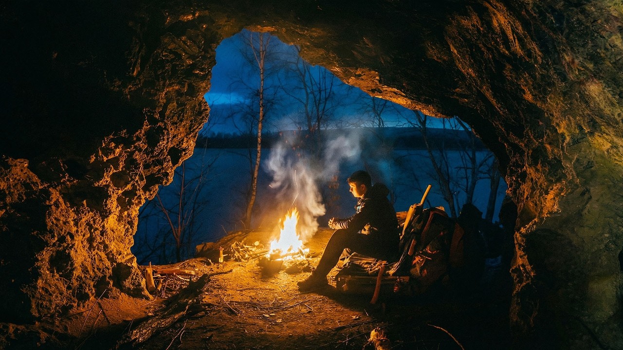I Built a Cozy Cave Shelter... Until the Smoke Came | Fire by Flint