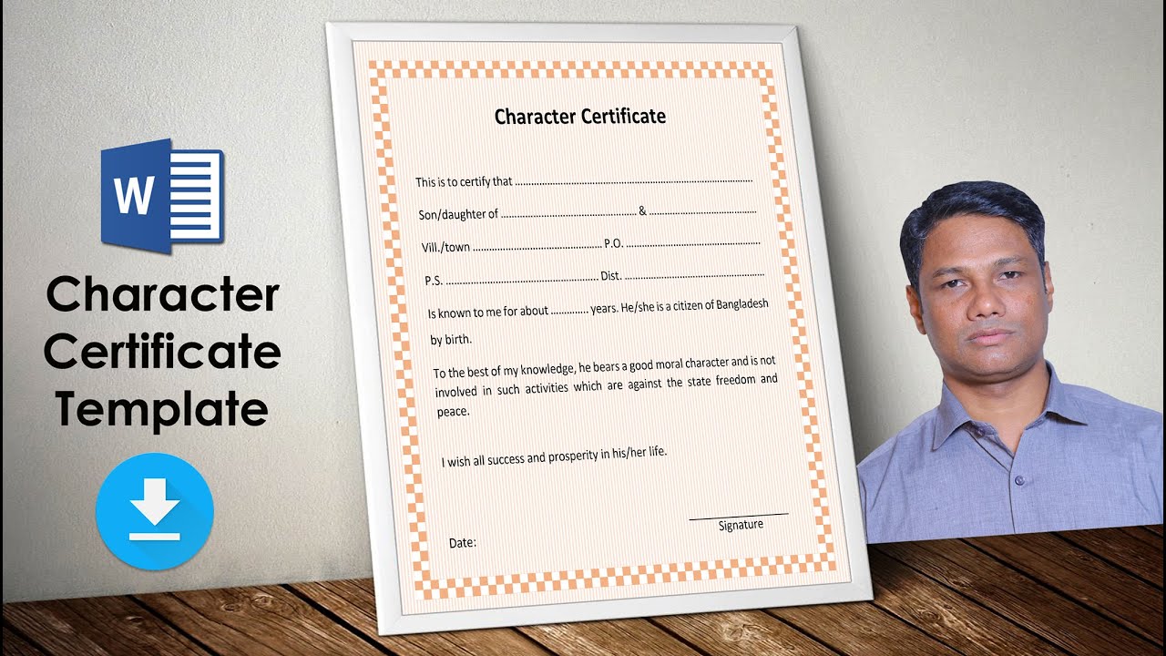 MS Word Tutorial: How to Create a Character Certificate in Microsoft Word 2020 with Template BD [AR]