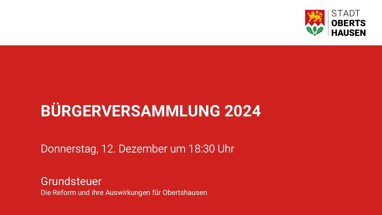Stadt Obertshausen - Bürgerversammlung - Donnerstag 12. Dezember 2024 - 18:30 Uhr