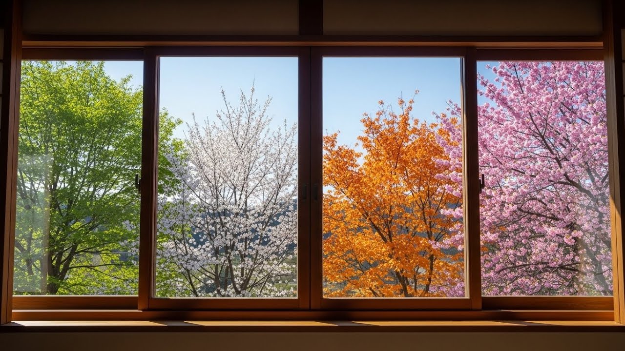 Through the Window of Seasons 🌿 Soft Piano Music for Deep Sleep, Stress Relief & Peaceful Dreams