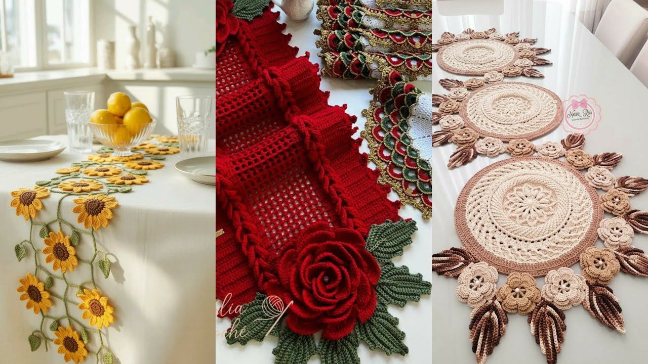 🎀Creative Crochet Table Decoration|Unique Floral Designs//💖 Luxury Crochet Table Mat & Runner Design