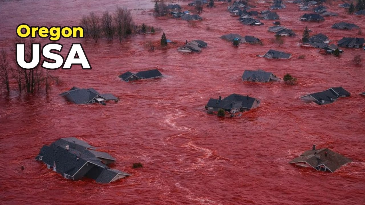 В штате Орегон, США, река превратилась в реку! Река Клакамас вышла из берегов и затопила дома.