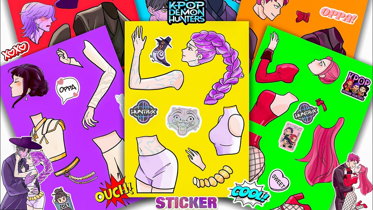 Oddly Satisfying ASMR Sticker Book Kpop Romantic Makeover! Oppa & Secret Love DIY #192