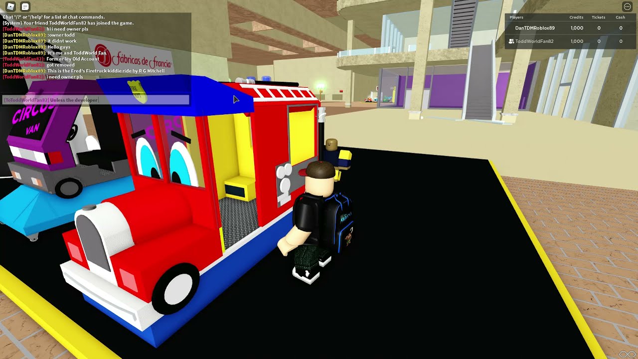 RG Mitchell Fred's Fire Truck Kiddie Ride in Roblox (Ft. ToddWorldFan 82)