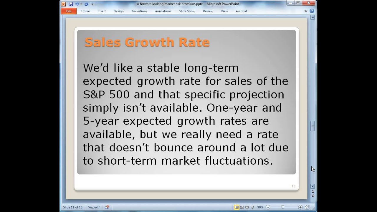 A forward looking market risk premium