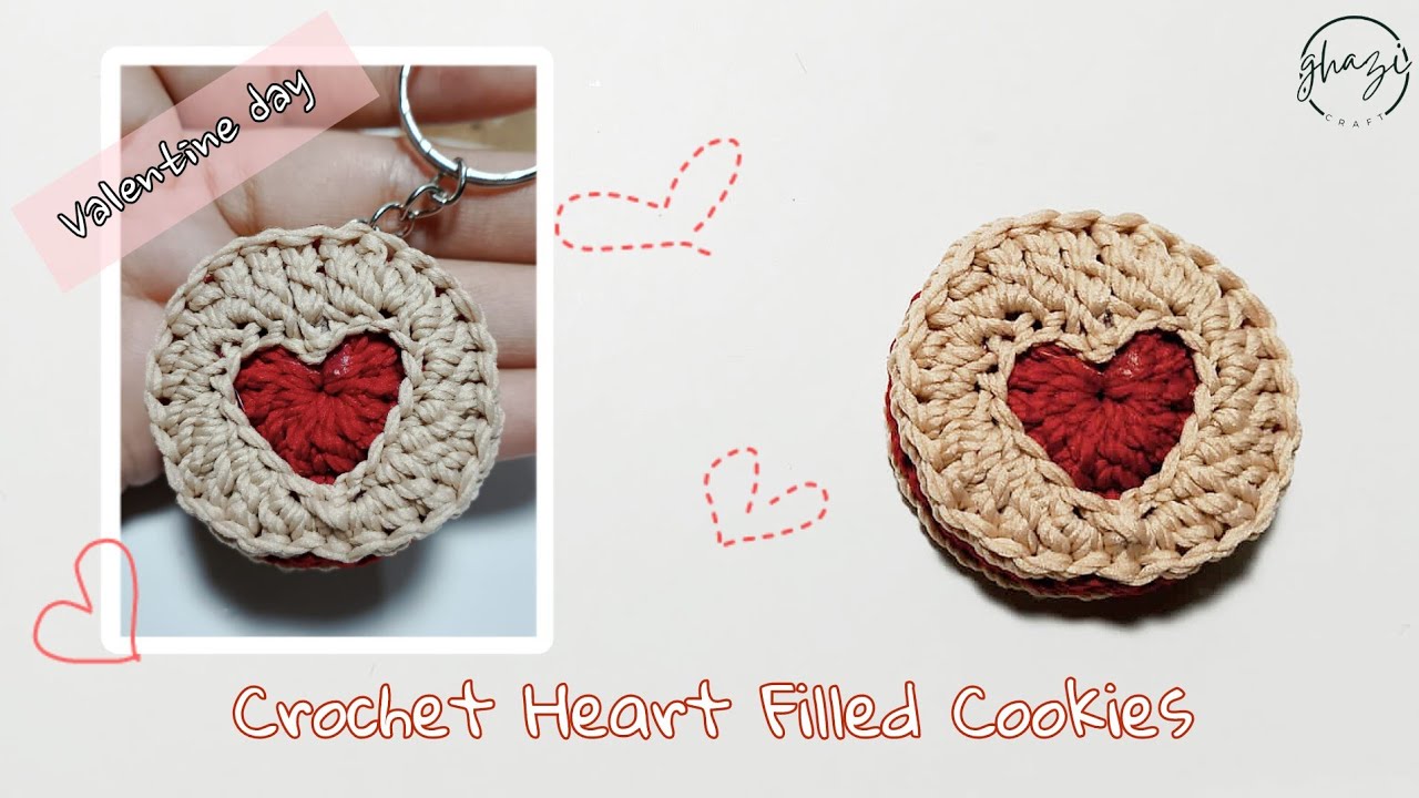 Crochet heart filled cookies  / how to crochet heart cookies for valentine's day