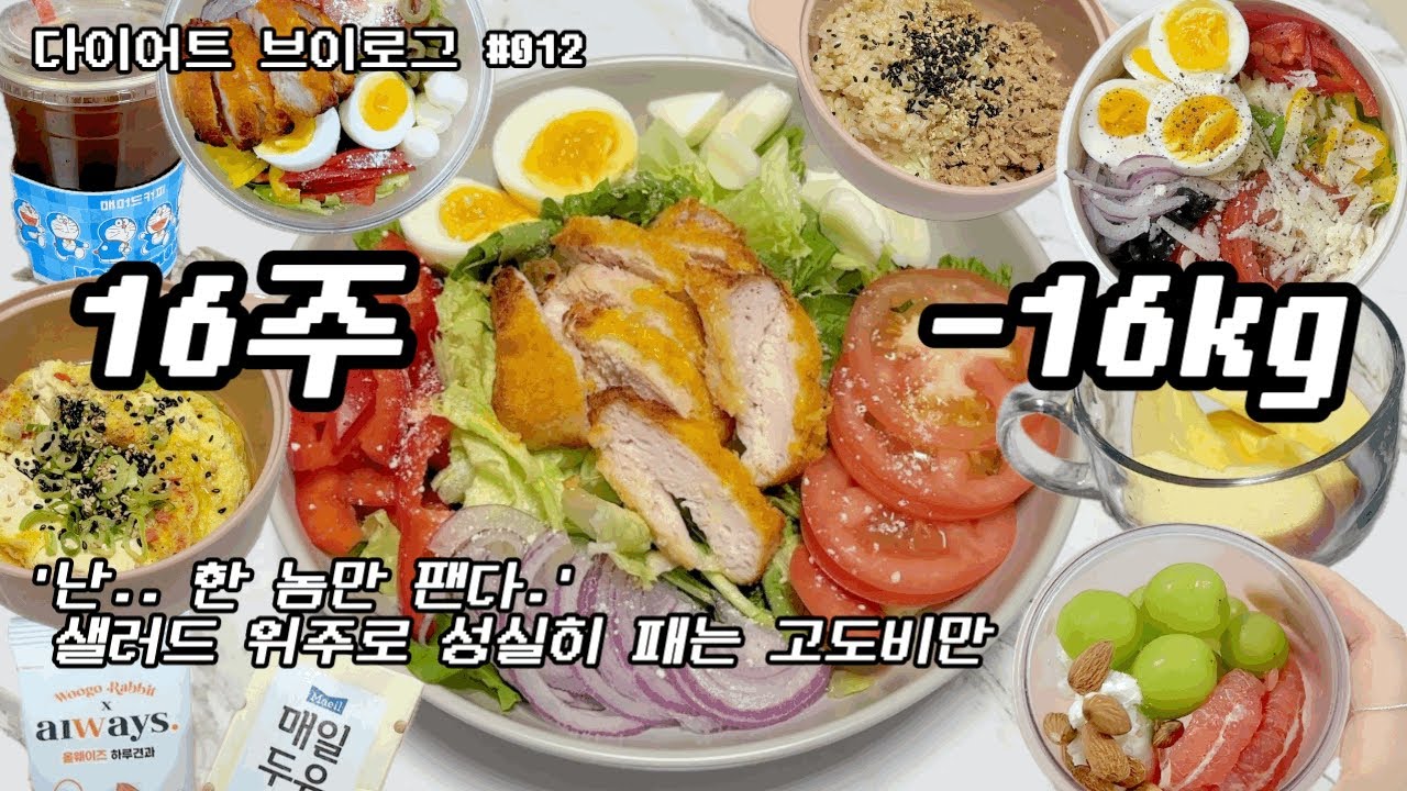 고도비만 다이어트 브이로그 #012 | 샐러드를 씹으며 비가오나 눈이오나 걷는 다이어터, 알러지로 순삭된 주말
