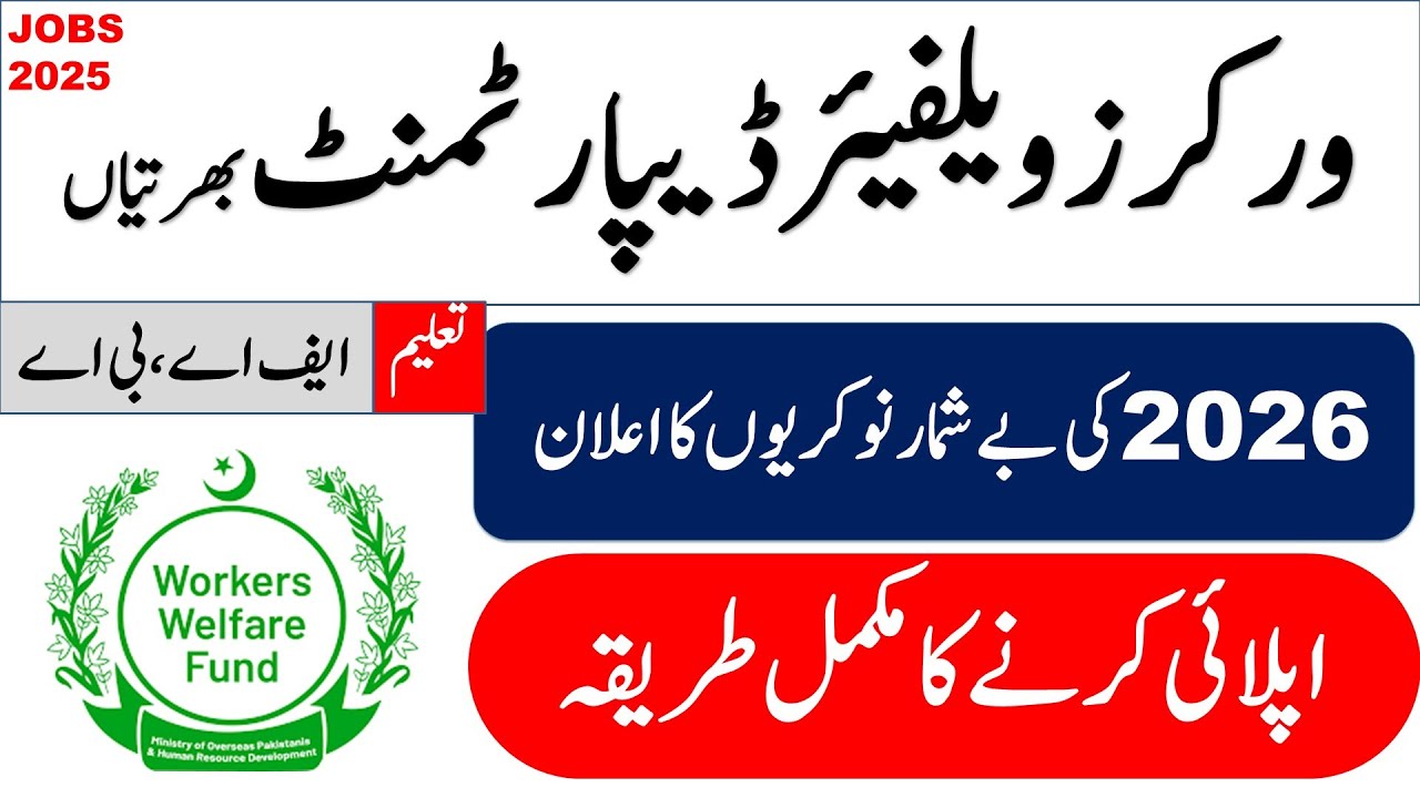 🔔 Apply Now &ndash; Workers Welfare Department Jobs 2026 | Government Jobs Pakistan