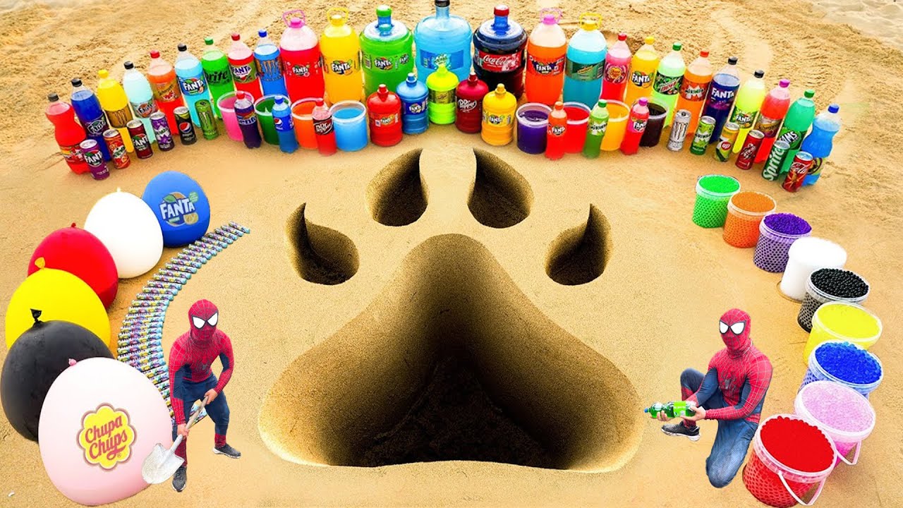 Как сделать кошачью лапку из цемента и шариков Orbeez, гигантские шарики из газировки, Fanta, Coc...