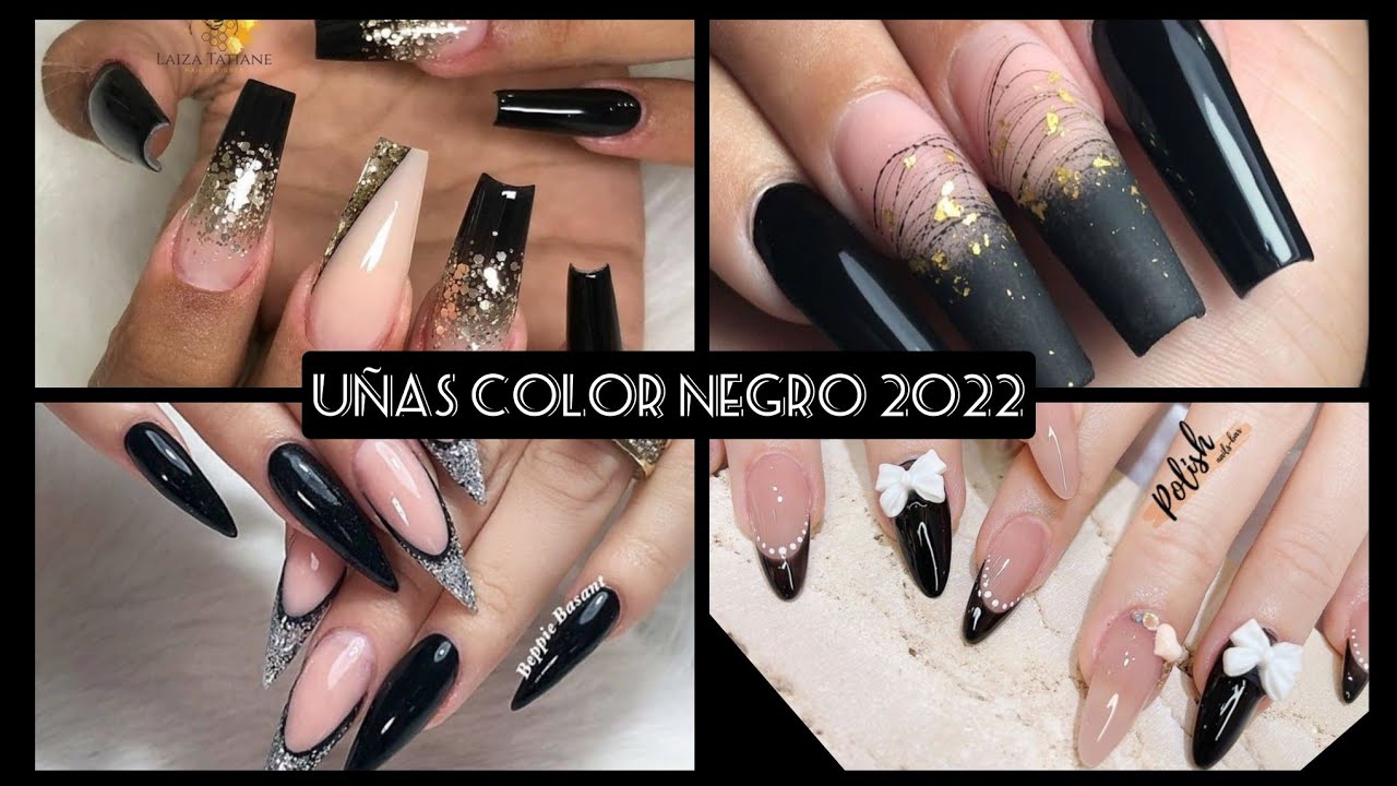 UÑAS COLOR NEGRO 2022 🖤 DISEÑOS DE UÑAS 2022 #nails2022 #trendsnails #diseñosdeuñas #uñasdecoradas