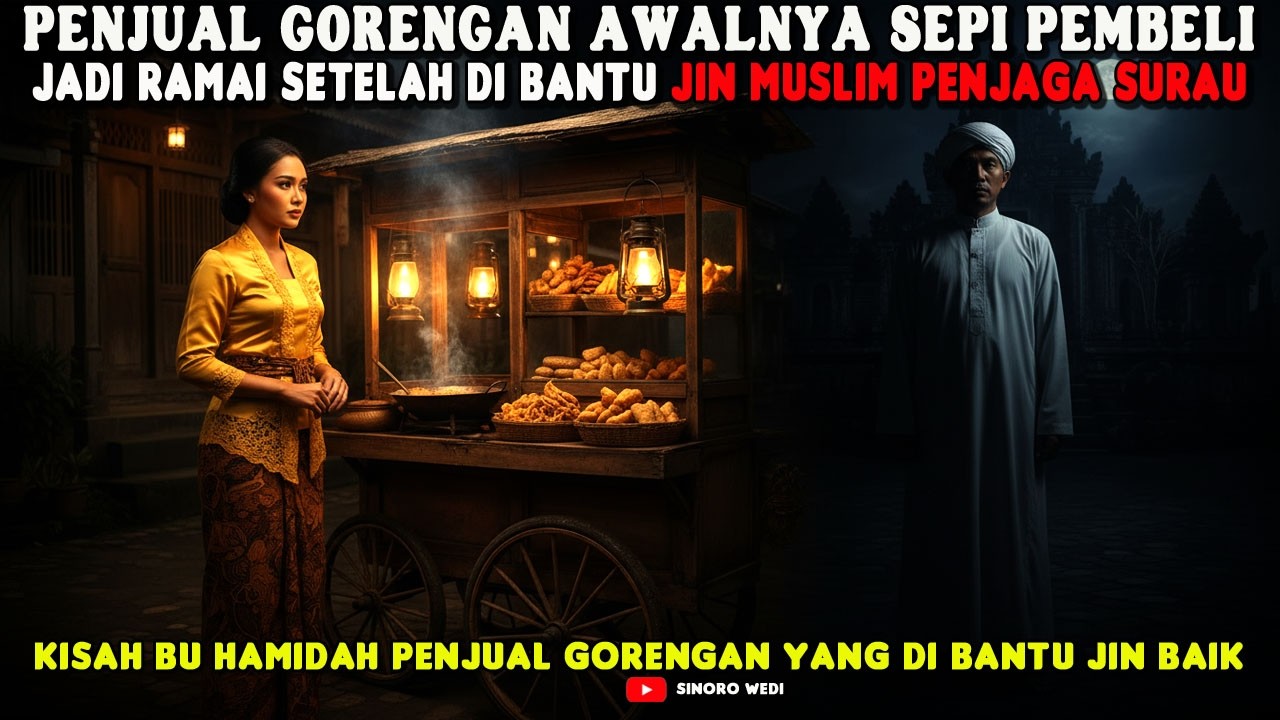 PENJUAL GORENGAN AWALNYA SEPI JADI RAMAI. SETELAH DI BANTU SOSOK JIN PENUNGGU SURAU