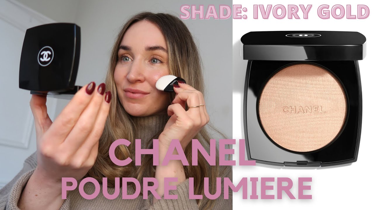 CHANEL POUDRE LUMIERE - - IVORY GOLD HIGHLIGHTING POWDER / / SWATCH AND REVIEW.