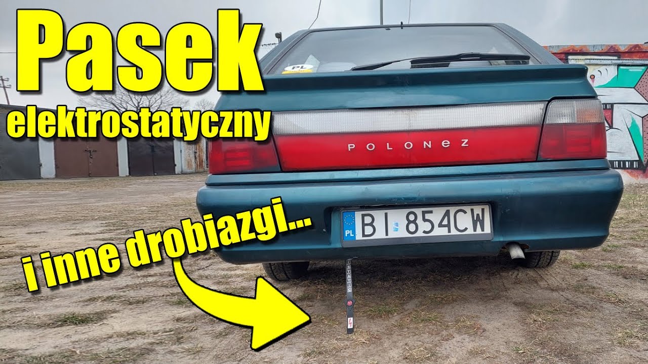 Pasek elektrostatyczny, nowa guma pedału hamulca, zaślepki lewarka - Polonez Caro Plus