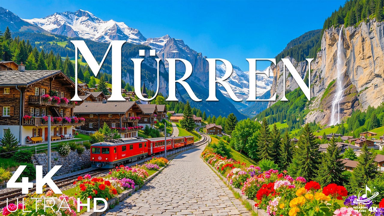 Мюррен, Швейцария, 4K UHD, альпийская деревня, живописная долина Лаутербруннен.