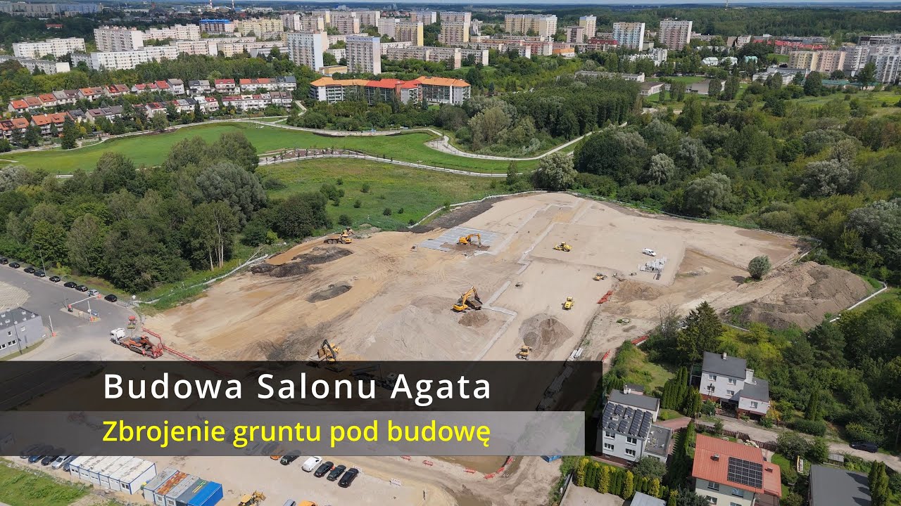 Budowa Salonu Agata w Olsztynie | Zbrojenie terenu | Sprzęt budowlany | 30.07.2024 | Widok z drona