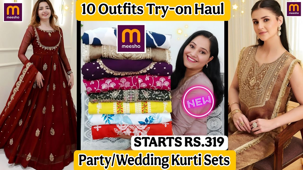 Meesho Wedding Wear Collection✨️kurti Sets, Dresses,Long Gown✨️STARTS Rs.319 Only✨️Meesho kurti haul