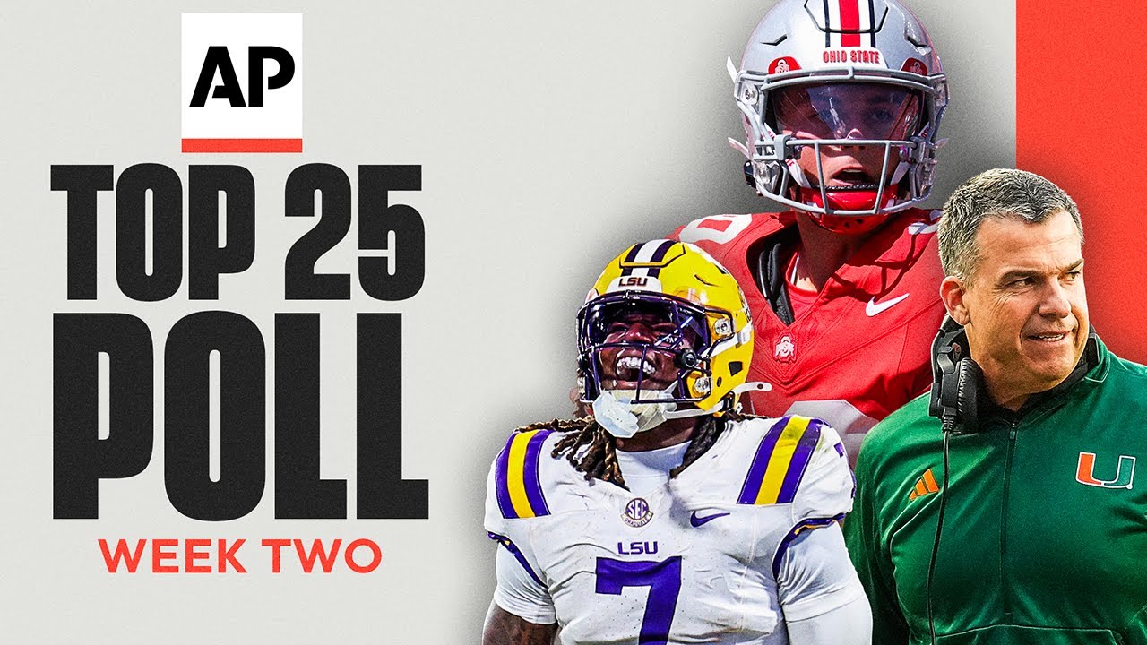 College Football AP Poll: Week 2 - Ohio St at No. 1 | Texas, Alabama Fall | Miami, Florida St Climb