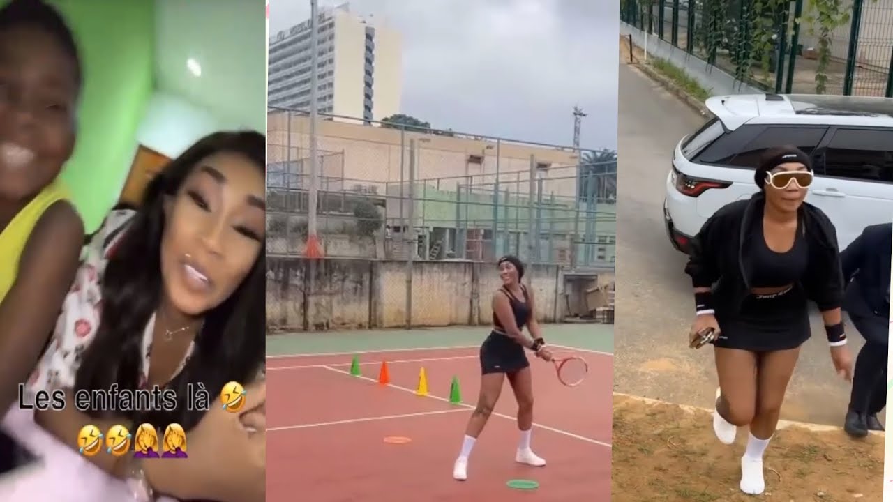 EMMA LOHOUES ET SES ENFANTS PUIS JOUE AU TENIS