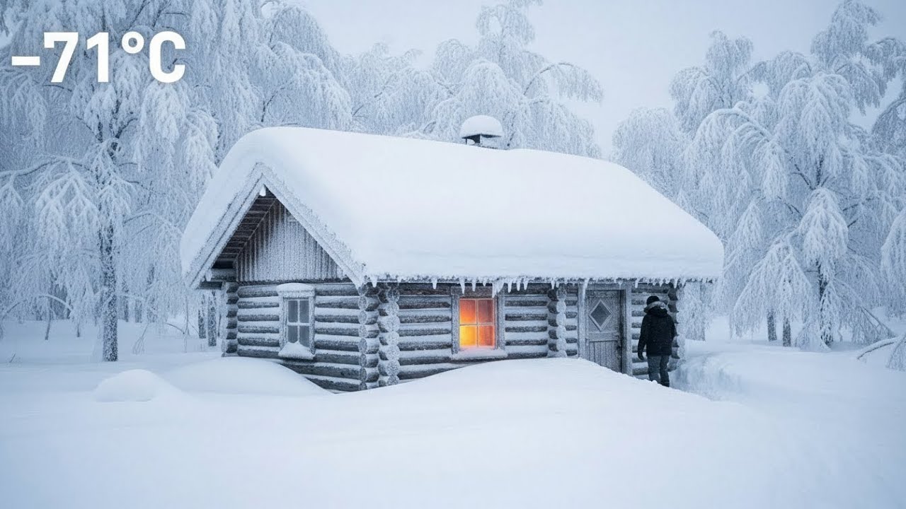 Surviving −71°C Alone in an Off-Grid Cabin | Silent Winter Life