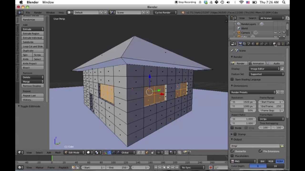Making a simple house in Blender 2.71 (Beginner Tutorial)